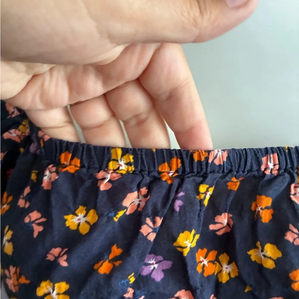 Madewell  Puff-Sleeve Square Neck Smocked-Waist in Aloha Floral Crop Top S